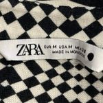 ZARA Black White Checkered Plaid Long Sleeve Button Down Shirt Blouse Top Sz M Photo 2