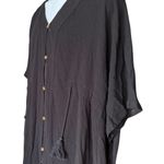 Pink Lily Womens  Black Gauze Button Down Tassel Tunic Top Blouse Coverup - Sz S Photo 1