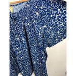 Lounge Vintage Womens 1X Top MuuMuu Shirt Short Sleeve Hawaiian Blue Floral Photo 4