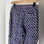 Anthropologie  Beaded Scalloped‎ Pants •S Blue White Side Stripe Rayon Photo 7