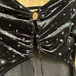 Wild Fable Black Velvet Whimsygoth Stars Moons Backless Bodysuit Small Photo 6