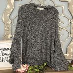 Penelope Project Sweater Heather Black Flowy Bell Waterfall Sleeves Choker Neck Size XS Photo 4