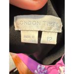 London Times Women Size 12 Floral Print Black Pink Cap Sleeve Sheath Dress Photo 3