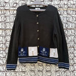 Y2K Christopher & Banks Hand Crochet Rustic Snowman Winter Christmas Cardigan XL Green Photo 0