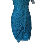 Dolce & Gabbana  Petrol Blue Ruched Lace Bustier Dress Photo 2