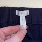 Leith Navy Blue Linen Blend High Rise Relaxed Fit Cropped Pants Photo 11