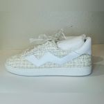 Stuart Weitzman  NWT‎ Daryl Cream White Tweed Leather Sneakers with Ribbon Laces Photo 3