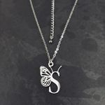 Letter S Initial Butterfly Necklace Silver Photo 4
