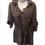 Torrid Gray Brushed Jacket W/Hoodie Sz. 1/14-16 Pockets Snap Up Cinched Waist Photo 2