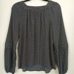 LC Lauren Conrad Black White Dot Print Square Neck Long Sleeve Blouse Top XS Photo 2