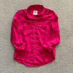 Hollister  100% Silk Button Down Shirt Hot Pink Business Casual Size Small EUC Photo 1