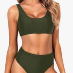 Tempt Me  Women Two Piece Scoop Neck Bikini Crop Top Swimsuit Sporty High Waisted Bathing Photo 2