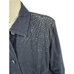 Chico's CHICO’S 3 Platinum Embellished BLING Black Denim Jacket XL w/ Rhinestones NWOT Photo 2