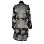 Vintage 90's Josie Robe One Size Sheer Satin Trim Kimono Medallion Lingerie Black Photo 4