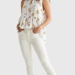Lucky Brand NWT  White Floral Sleeveless Peplum Tie Front Top Loose Fit Womens L Photo 4