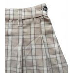 Divided NEW H&M  Mini Skirt Medium Beige Tan Plain Check Flare Box Pleats Stretch Photo 2