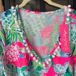 Lilly Pulitzer  Etta VNeck Dress aline short sleeve colorful Raise The Bar pompom Photo 2