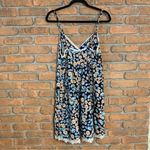Entro  Dress Womens Medium Blue Floral Lace Trim Slip Daisy Mini A-Line‎ V-Neck Photo 1