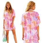 Lilly Pulitzer  Balleta Linen Coverup Paradise Pink Bohemian Beach Pool Resort XS Photo 5