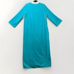 Vintage 60s‎ Sears Day Home Wear House Coat M Zip Robe Embroidered Turquoise Blue Size M Photo 6