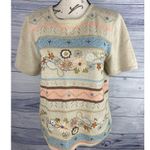 Alfred Dunner Embroidered Sweater Women PM Short Sleeve Crew Neck Floral Grandma Size undefined Photo 0