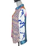 Rose + Olive Blouse M Button Up Long Sleeve Mixed Media Top Photo 1