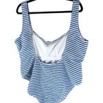 J.Crew Textured Squareneck One-Piece Swimsuit In Stripe Blue White 22 Photo 4
