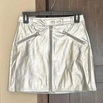 Wild Fable  Women's Faux Leather Moto Mini Skirt Silver Metallic Size 2 NWT Photo 0