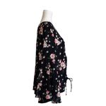 Planet Gold Black Pink Floral V-Neck Bell Sleeve Top Blouse Top Size 1X NEW Photo 3