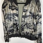 MARRAKECH Evereve Women's Satin Full Zip Elastic Waist Camo Bomber Jacket Size M Green Size M Photo 4