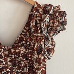 Love the Label Maxi Dress Ruffle Shoulder Square Neck Small Brown Photo 4