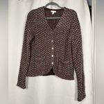 Charter Club  Knit Brown Purple Green Textured Blazer Jacket Medium Photo 7