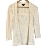 Lafayette 148  White Sequin Long Sleeve Shirt sz M Photo 0