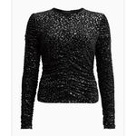 AllSaints Eris Leopard Top Ruched Bodycon Top Blouse Size 2 Black Photo 9