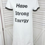 ZARA Have Strong Energy Statement Chain Trim T Shirt Dress White Black Small Photo 0