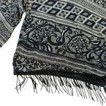 R & M Richards R M Richards Blouse Printed Beaded Fringe Black White Womens Size 16 Photo 5