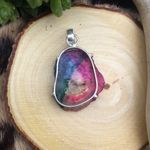 Rainbow solar quartz silver pendant Blue Photo 5