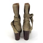 Banana Republic  Womens Sz 7 Canton Olive Green Suede Tie Ankle Boots Block Heel Photo 2