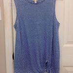 Banana Republic Sleeveless Assymetrical Front Tie Striped Linen Top Photo 3