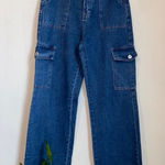 And Now This dark Wash Straight Wise Leg Cargo Utility Jeans 28 Blue Photo 0