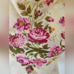 Pink Rose Gold Pinstripe Cream Wool Square Neck Scarf Photo 3