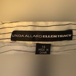 Linda Allard Silk White and Black Button Down Shirt Size 14 Photo 3