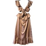 Show Me Your Mumu  Zoey Midi Wedding‎ Guest Bridesmaid Dress Copper Luxe Satin M Photo 3