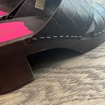 Swedish Hasbeens Wooden Slip-On Platform Sandal - Annette High Brown Croc Photo 2