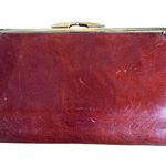 VTG Bosca Leather Hand Stained Italy Frame Wallet Clutch Checkbook Cognac NEW Brown Photo 1
