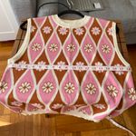 Mango - Retro Pink and Brown Sleeveless jumper - Size Small Photo 7