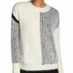 Bobeau  Women’s Eyelash White Colorblock Pullover Sweater Size Medium NWT Photo 0