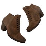 Free People  Loveland Ankle Boot Size 39 US 9 Brown Suede Snake Embossed Boho Photo 2