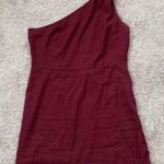 A New Day NWOT Linen Burgundy One Shoulder Mini Dress Photo 2