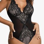 Feelingirl Shapewear Bodysuit V Neck Tummy Control Tank Tops Low Back Thong Bodysuit  Photo 0